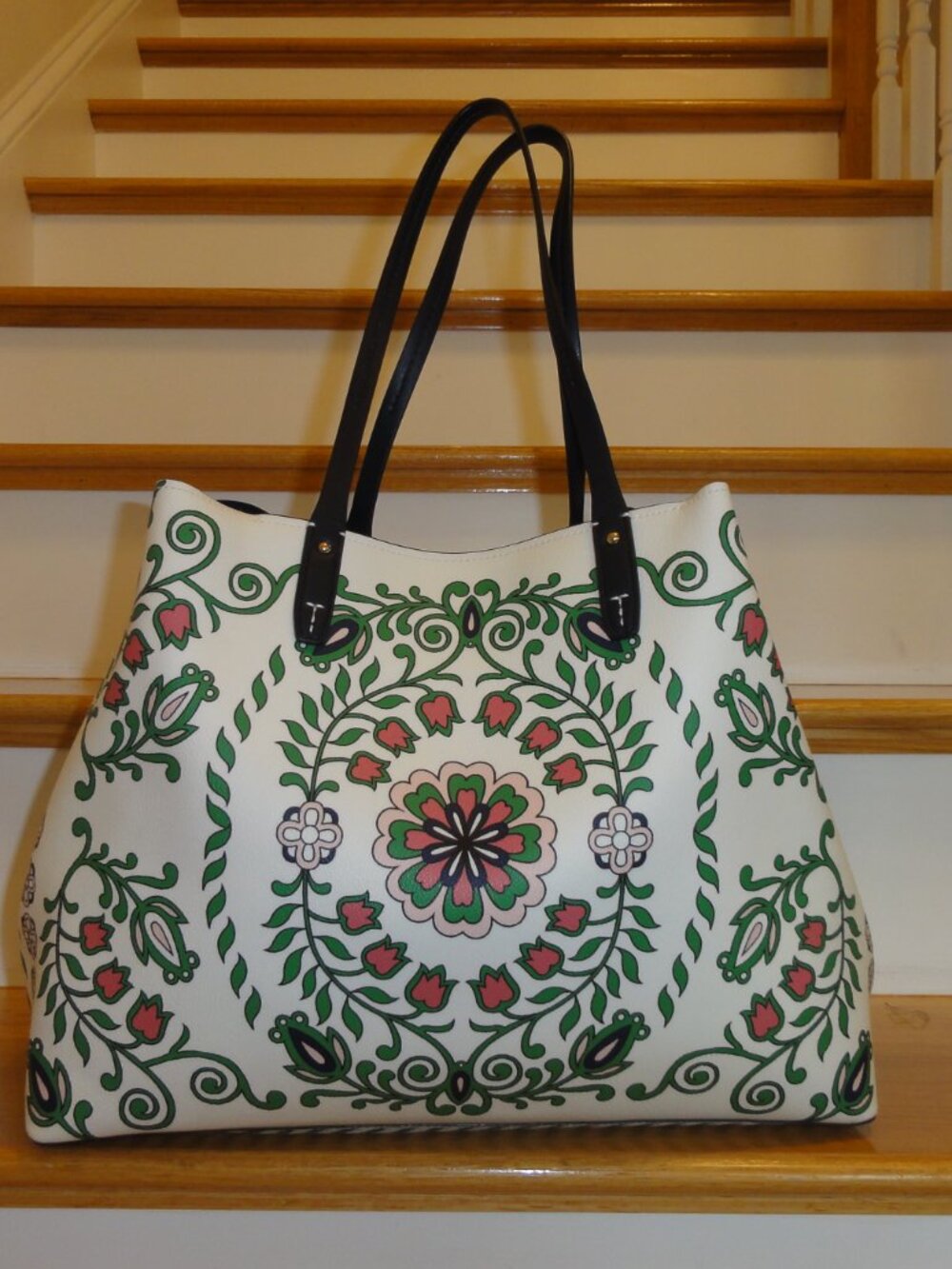 Tory Burch Kerrington Square Large Tote "Hicks Garden" EXCELLENT CONDITION! - Picture 2 of 11
